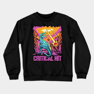 Retro Tabletop Gaming Gift Critical Hit Dragons D20 Dice Print Crewneck Sweatshirt